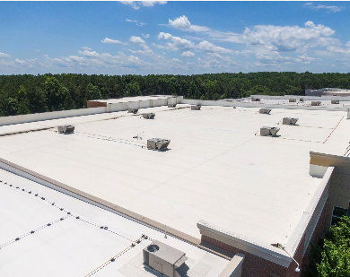 Aerial view of a commercial flat roof